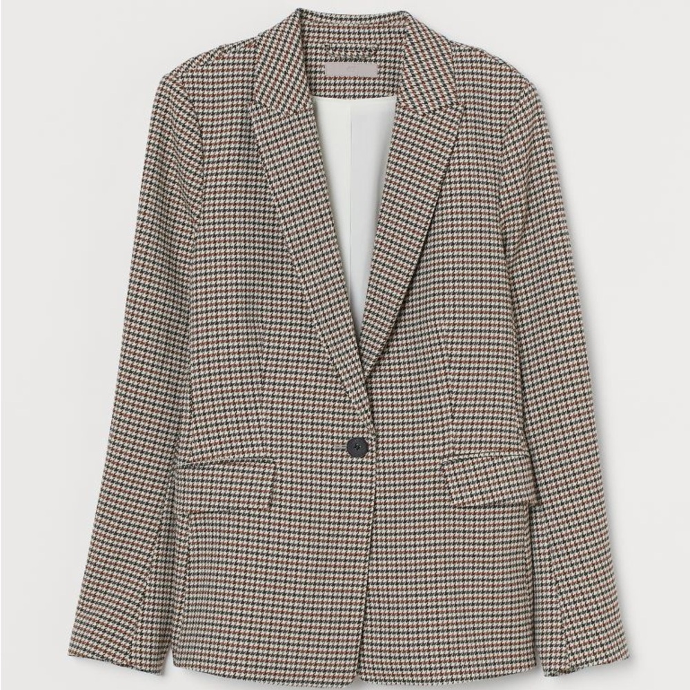 H & M houndstooth brown, black and white blazer